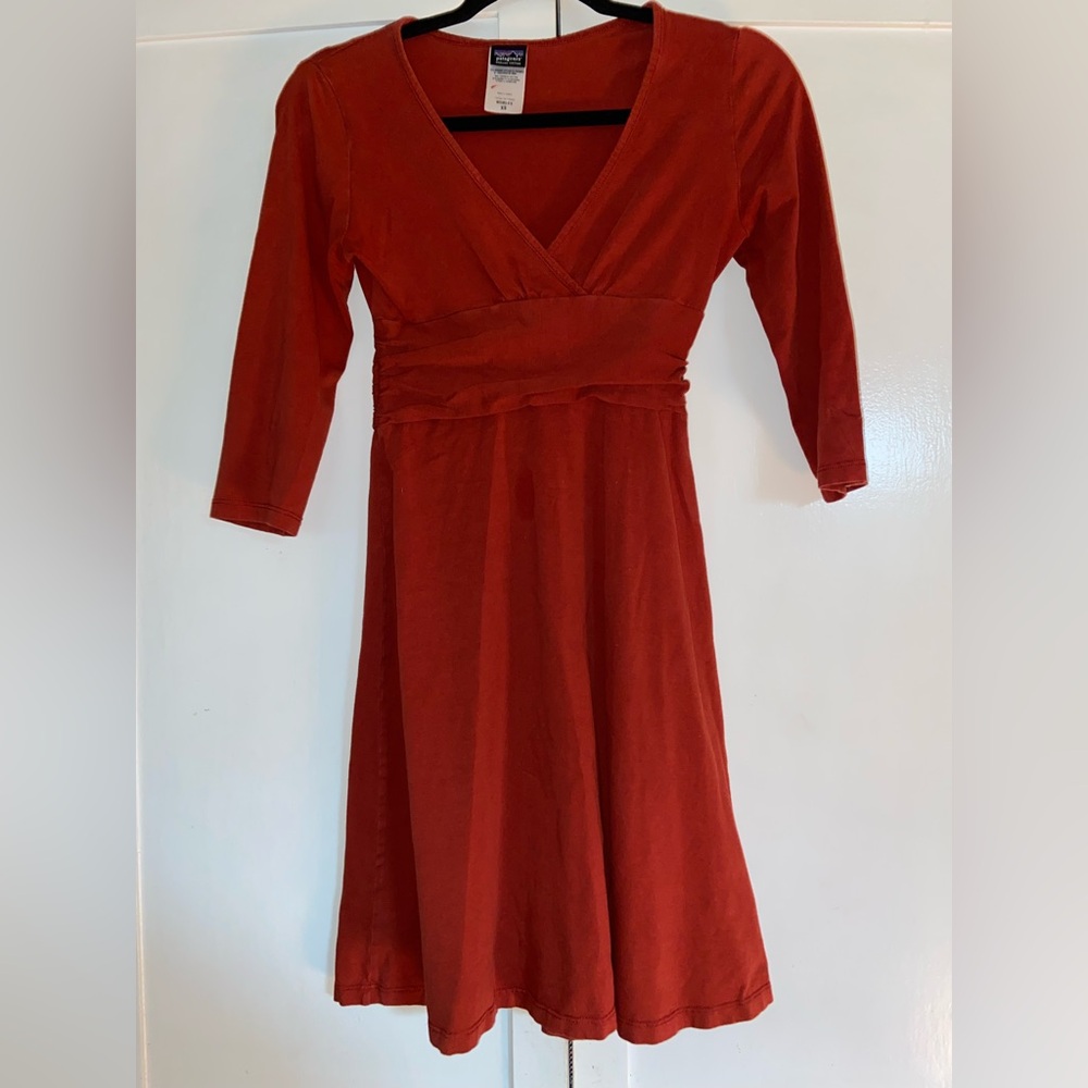 Patagonia Red A-Line Wrap Dress with V-Neck